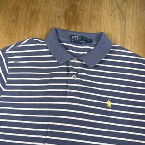 Polo Ralph Lauren Short Sleeve Pique Polo Shirt Mens XL Blue/White Striped